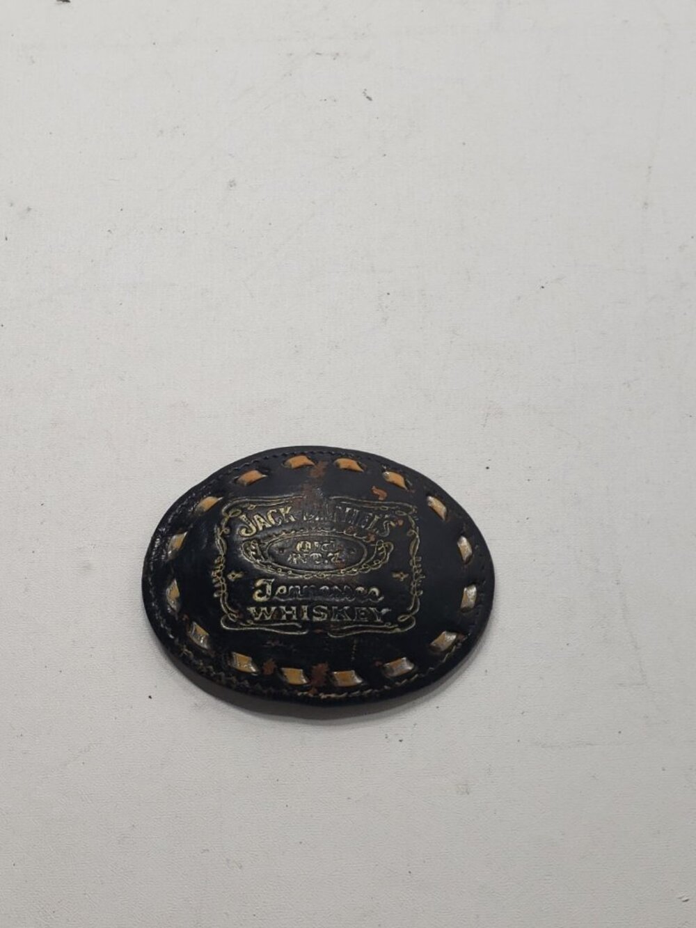 Vintage Jack Daniel’s Old No 7 Tennessee Whiskey Leather Belt Buckle USA